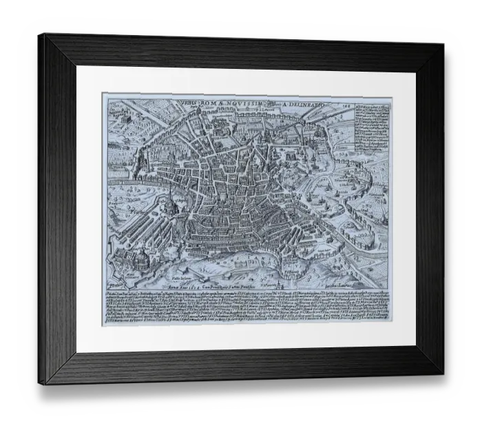 Framed Print : Map of the modern city of Rome circa 1625
