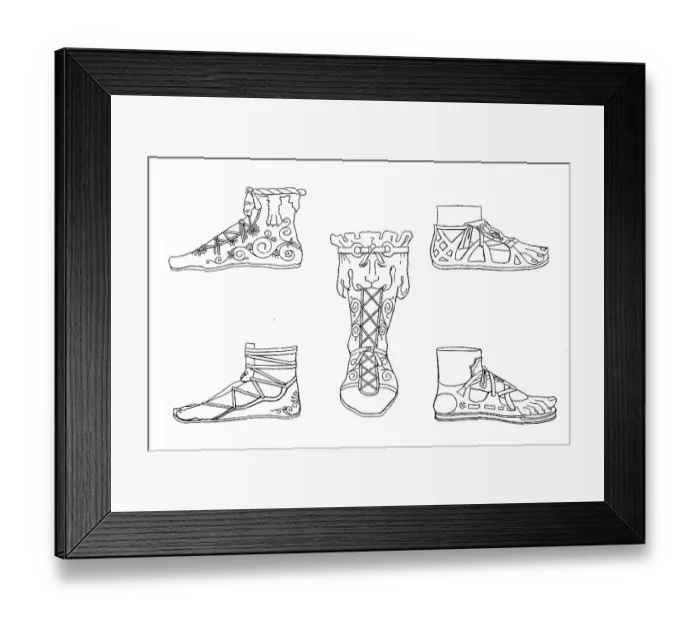 Framed Print : Roman shoe fashion of antiquity