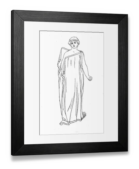 Framed Print : Woman in a chiton dress, in ancient Greece the undergarment worn directly on the body by men and woman