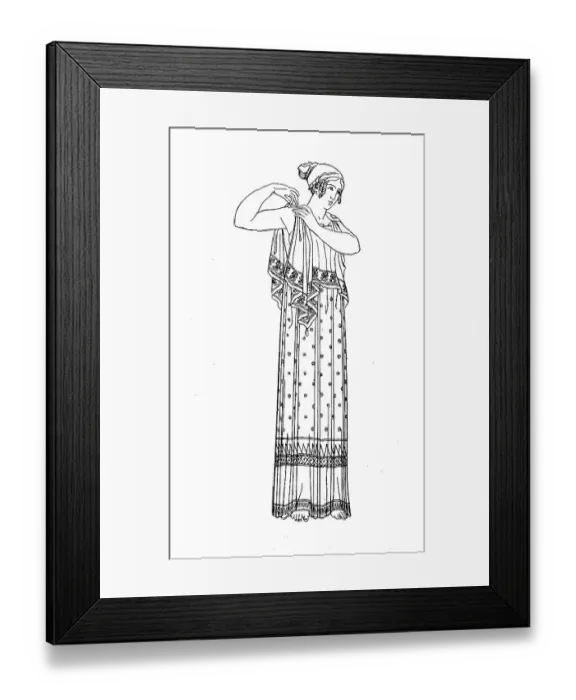 Framed Print : Woman in a chiton dress, in ancient Greece the undergarment worn directly on the body by men and woman Framed Print : Woman in a chiton dress, in ancient Greece the undergarment worn directly on the body by men and woman