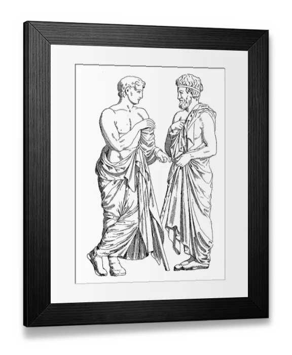 Framed Print : Greece, Greek men dressed with the himation