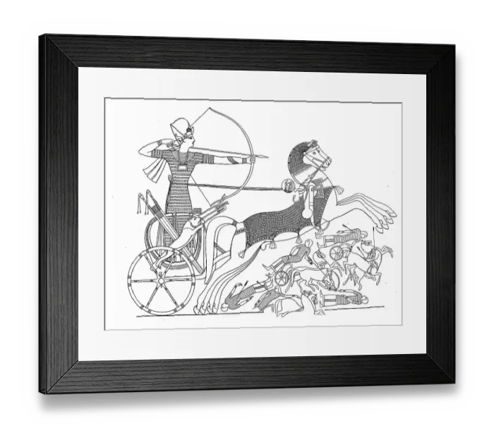 Framed Print : King Ramses, Melamun in battle with the Rhetas on the Orontes Framed Print : King Ramses, Melamun in battle with the Rhetas on the Orontes