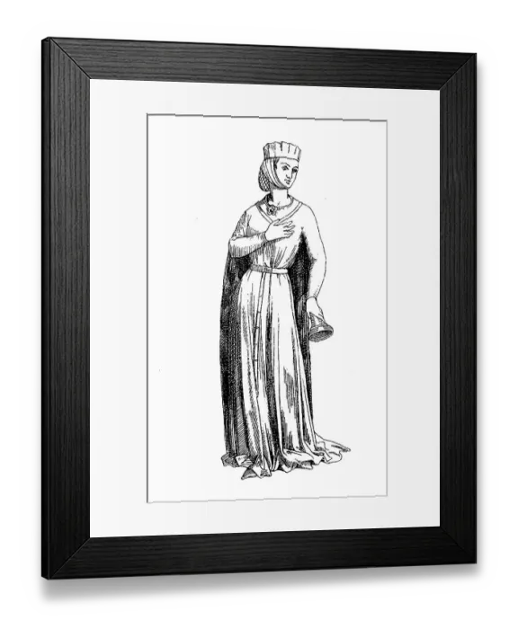 Framed Print : Lady with skirt, cloak and giver Framed Print : Lady with skirt, cloak and giver