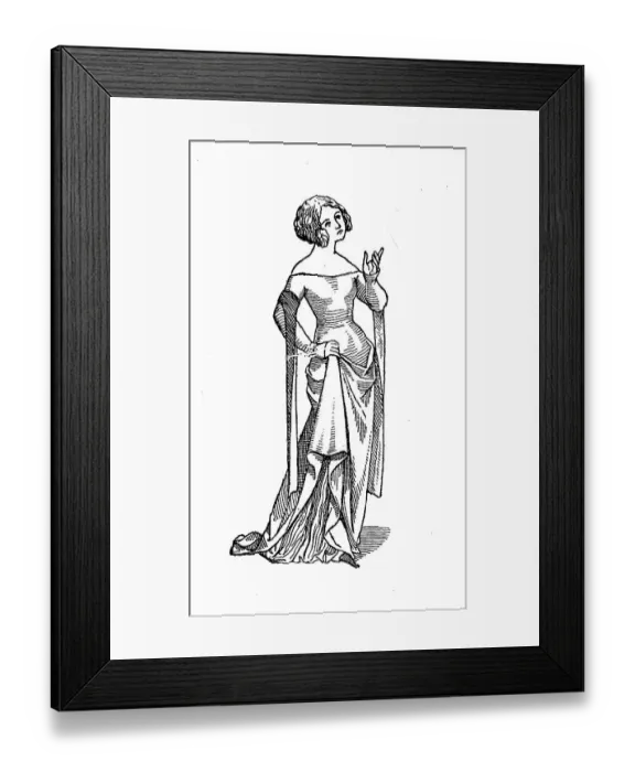 Framed Print : Woman in 14th century Tight Costume