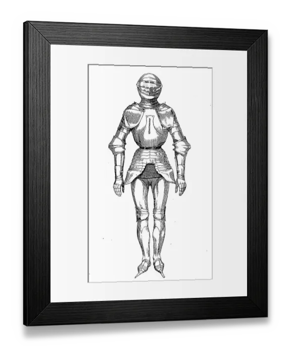 Framed Print : Knight, complete plate armour with crakows or crackowes