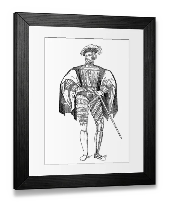 Framed Print : French traditional costume circa 1525
