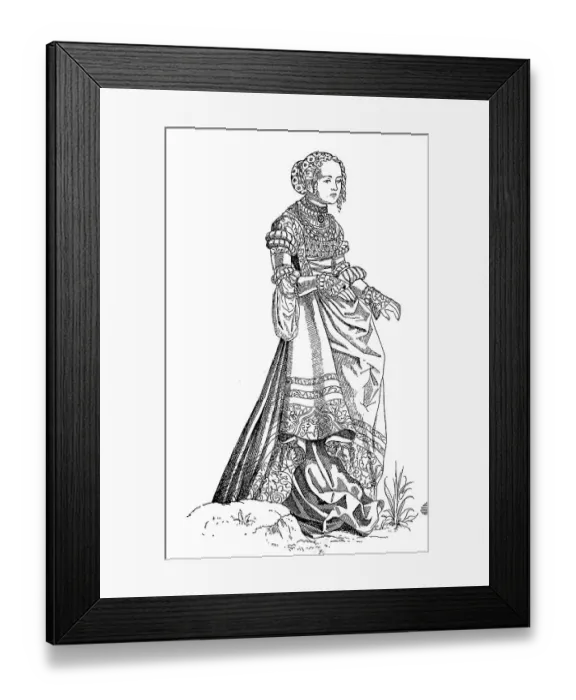 Framed Print : German Lady in 1530, Fashion History