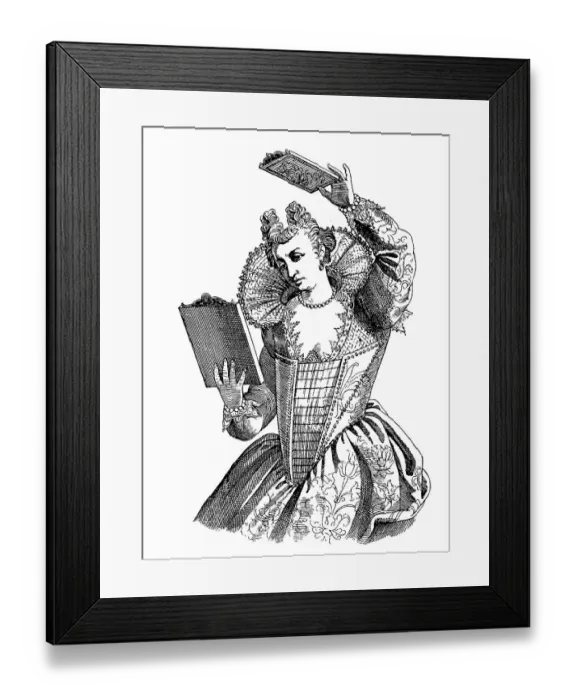 Framed Print : Italian lady from Venice with upswept hairdo and pointed collar