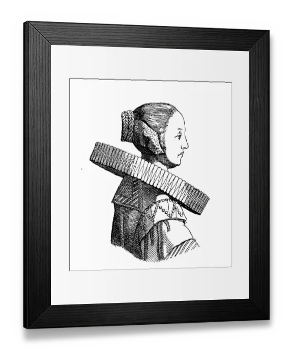 Framed Print : Woman with hoop collar, ruff, frill