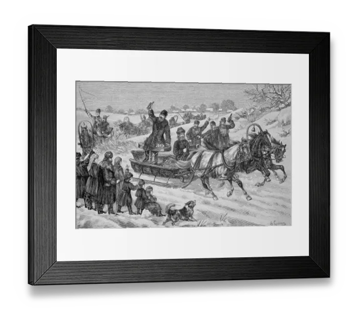 Framed Print : Horse-drawn sleigh ride on the Rade River during the Maslenitsa
