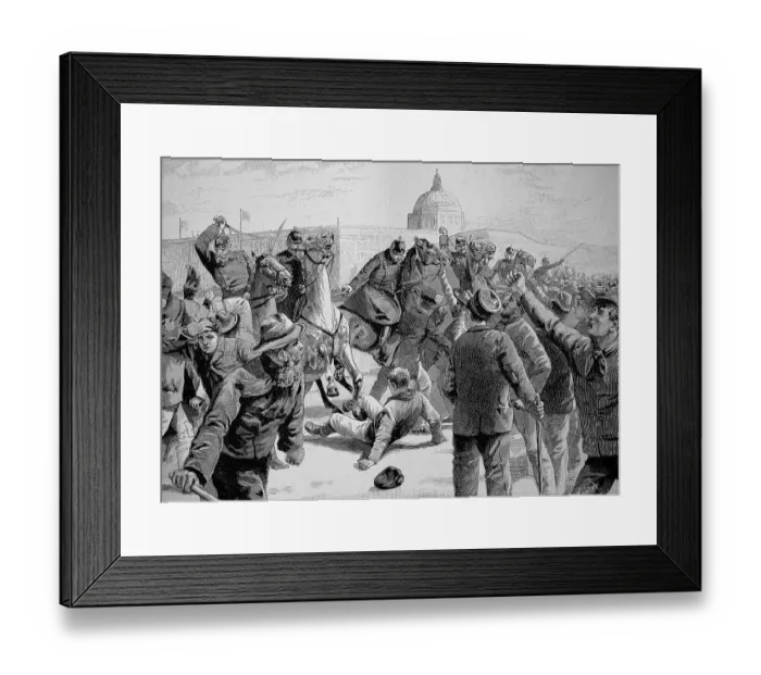 Framed Print : The Street Riots in Berlin, here in the street Unter den Linden