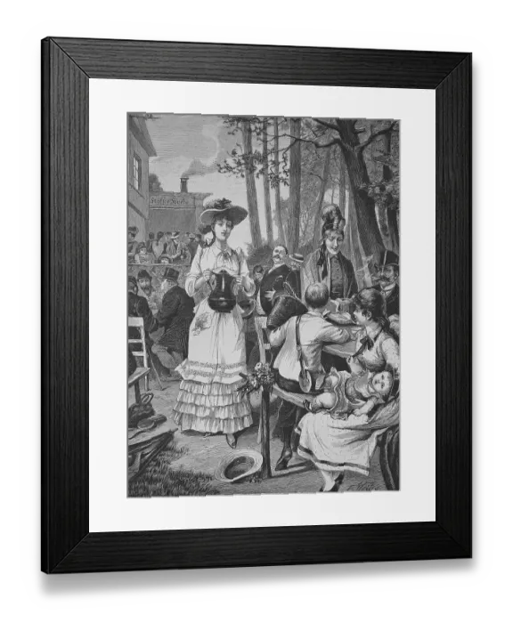 Framed Print : Scene in the Berlin Coffee Garden