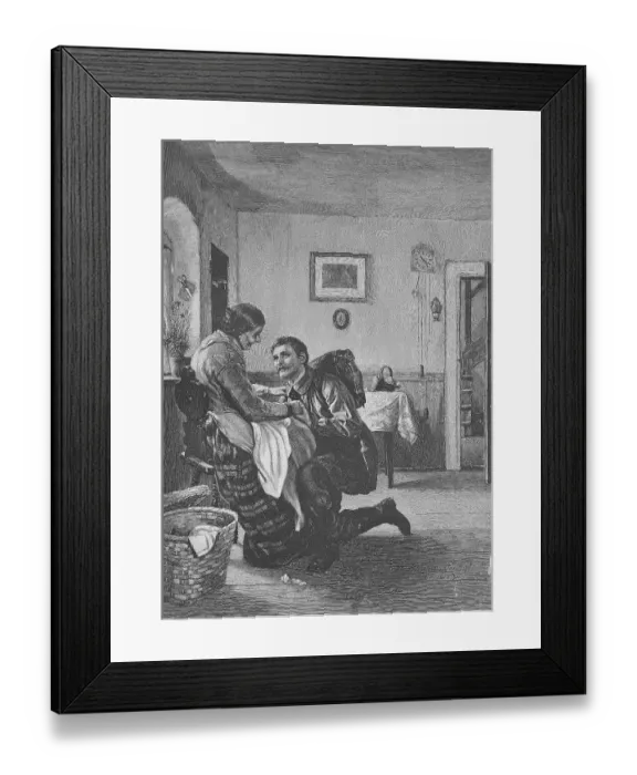 Framed Print : The soldier has arrived from abroad and greeted his mother