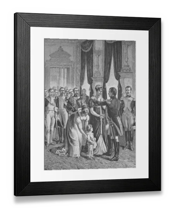 Framed Print : Napoleon bids farewell to his woman and child Framed Print : Napoleon bids farewell to his woman and child