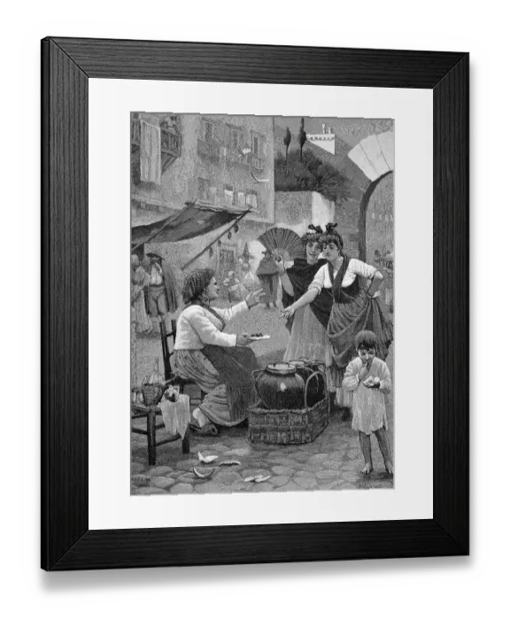 Framed Print : Snail seller in Naples, Italy, Historical