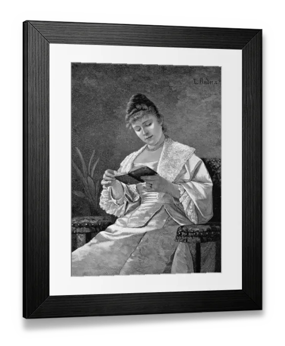 Framed Print : Woman reading a book, lost in thought Framed Print : Woman reading a book, lost in thought