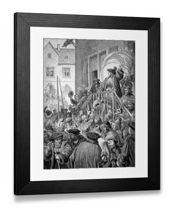Framed Print : Thomas Munzer calls on the people of Mulhouse to revolt