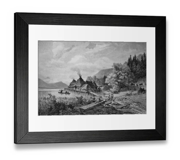 Framed Print : Lake pile dwelling in Upper Bavaria