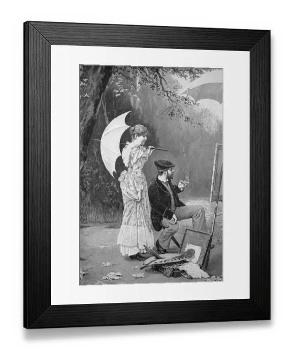 Framed Print : Art pause, painter has interrupted his work and smokes a cigaette Framed Print : Art pause, painter has interrupted his work and smokes a cigaette