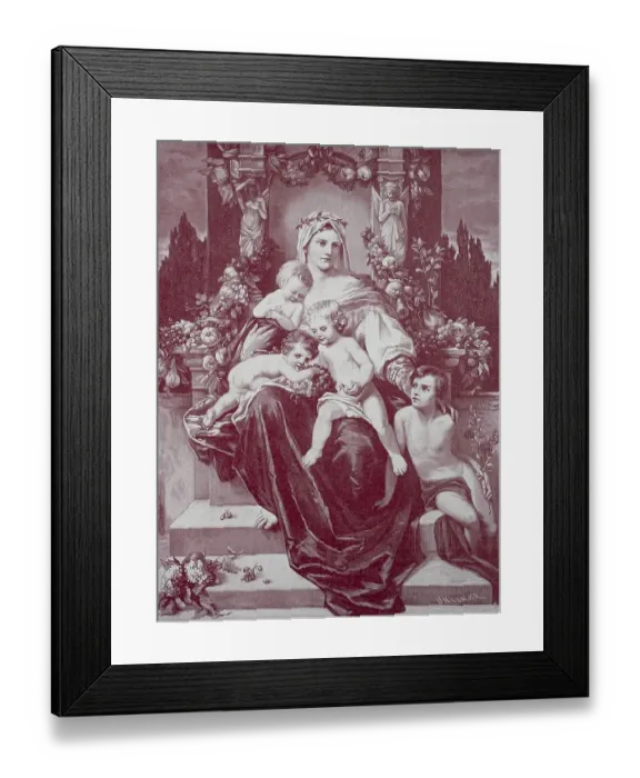 Framed Print : Caritas as Mother and Saint with Four Children Framed Print : Caritas as Mother and Saint with Four Children