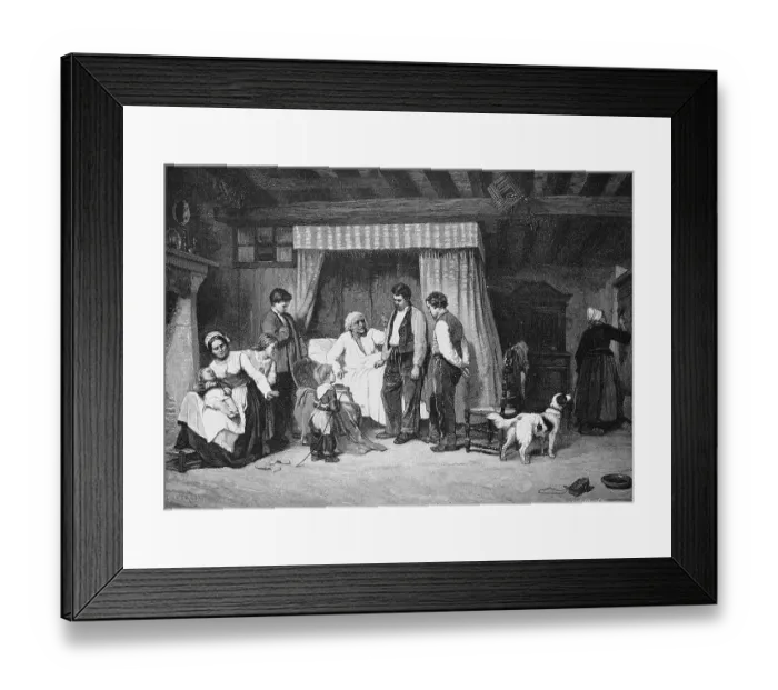 Framed Print : A last word of advice from his sickbed and deathbed