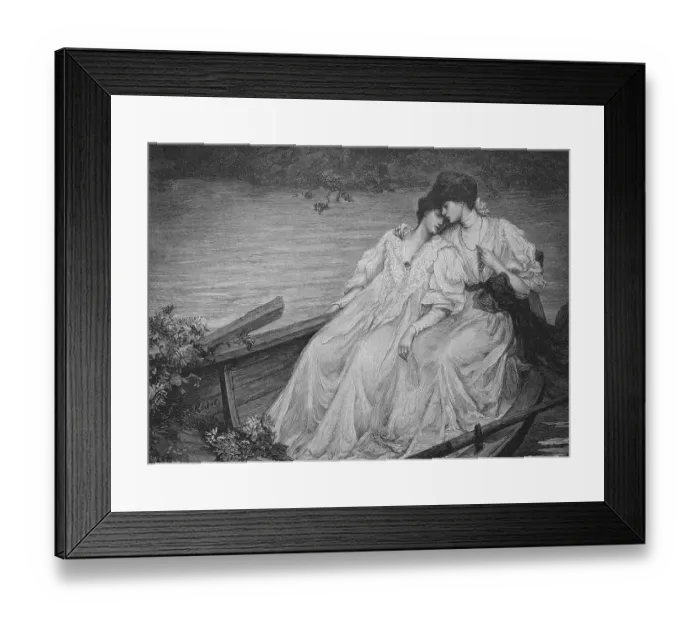 Framed Print : Girlfriends, two young woman embracing on a rowing boat by the lake Framed Print : Girlfriends, two young woman embracing on a rowing boat by the lake