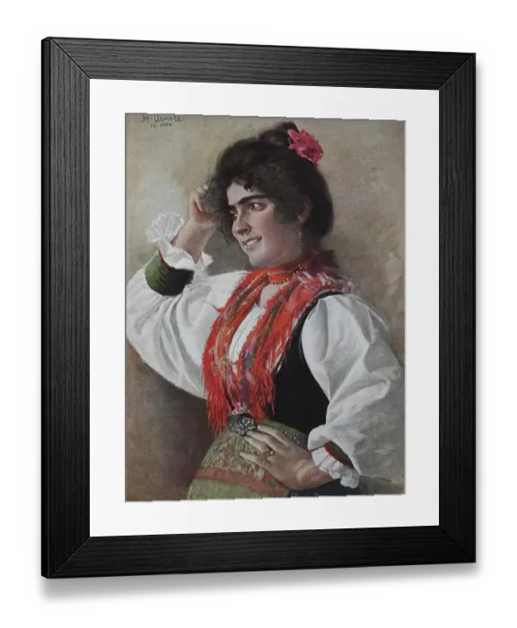 Framed Print : Marietta, woman from Hungary in traditional traditional costume