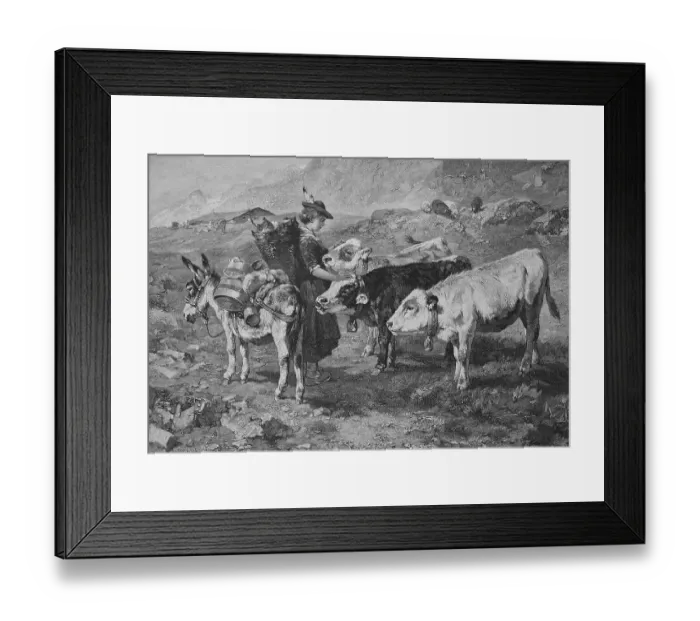 Framed Print : Trader on her tour with a donkey in the mountains