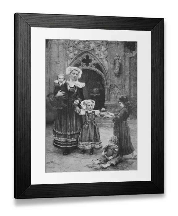 Framed Print : Almsman in front of a church in Brittany