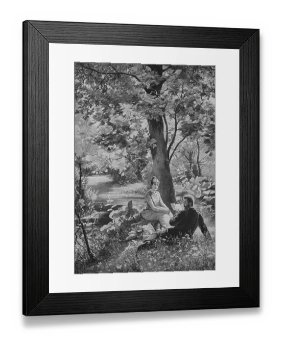 Framed Print : The romance novel, young couple lying in the meadow