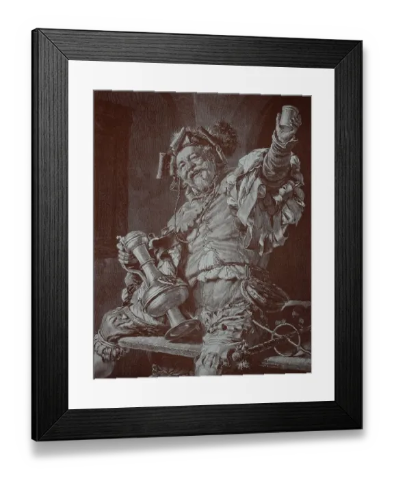 Framed Print : Showman with wine cup and jug in a cheerful mood Framed Print : Showman with wine cup and jug in a cheerful mood