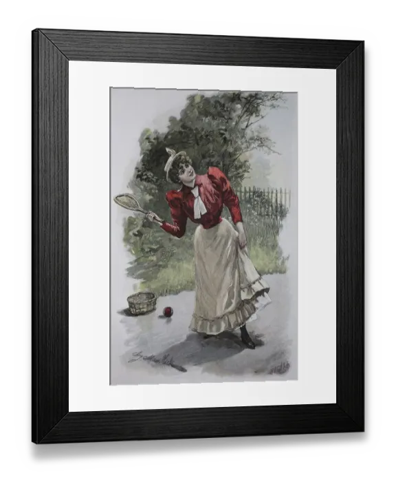 Framed Print : Young woman playing tennis, 1899