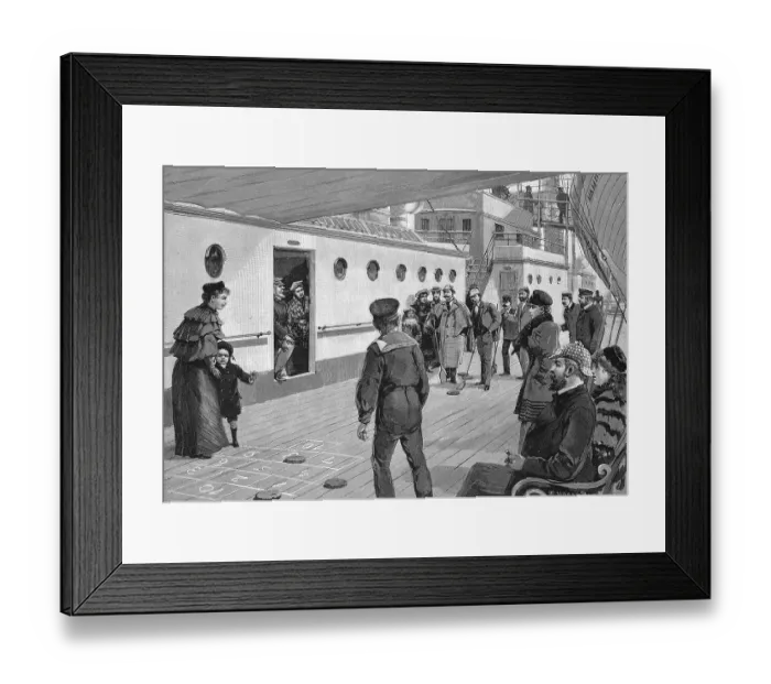 Framed Print : Shuffelboard game aboard a transatlantic steamer Framed Print : Shuffelboard game aboard a transatlantic steamer