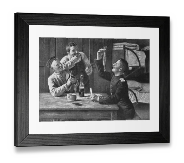 Framed Print : Tidbit, Man in uniform sitting at a table in a barracks room eating a whole herring Framed Print : Tidbit, Man in uniform sitting at a table in a barracks room eating a whole herring