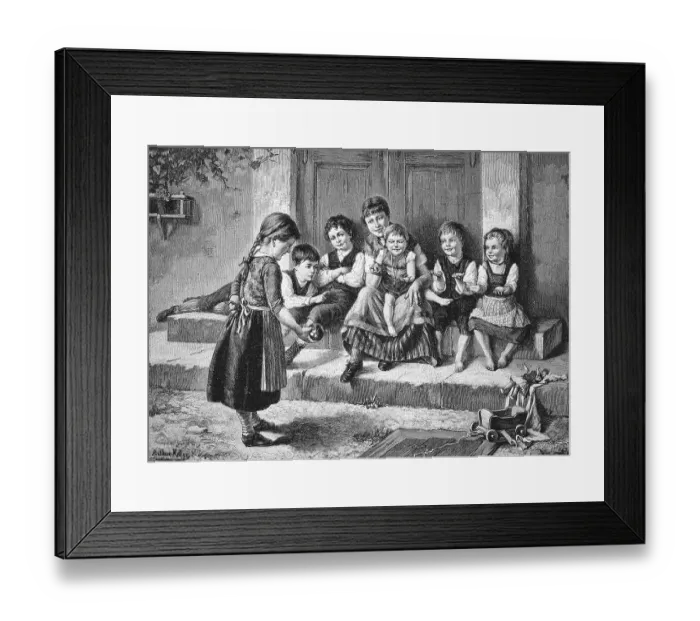 Framed Print : Children Playing on a Staircase