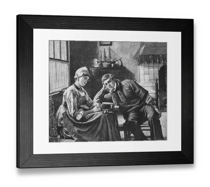 Framed Print : Young couple in the living room Framed Print : Young couple in the living room