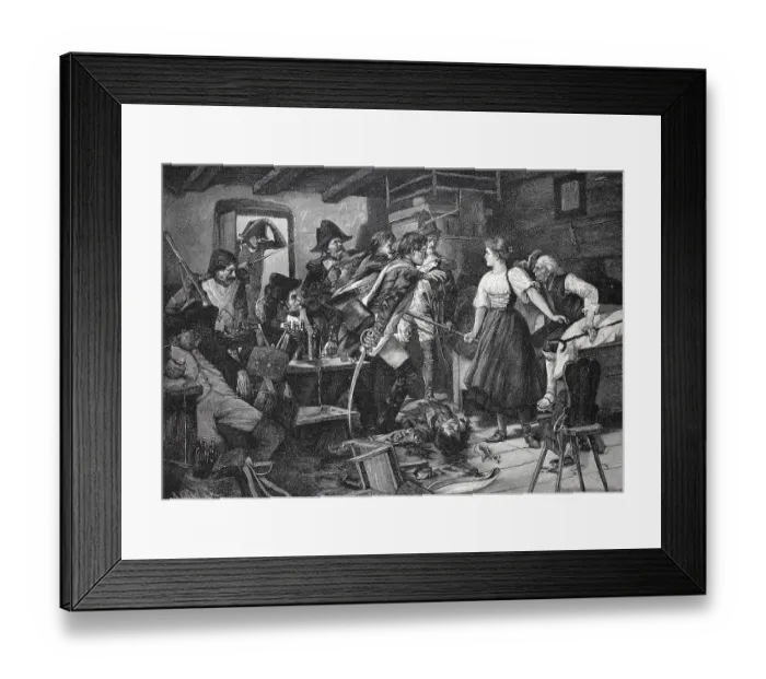 Framed Print : Kaspar Engelberger in Stans being defended by his daughter against the French Framed Print : Kaspar Engelberger in Stans being defended by his daughter against the French