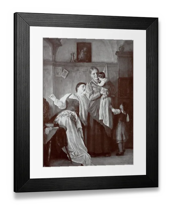 Framed Print : Playing hide and seek, mother hiding behind the grandmother to irritate her daughter