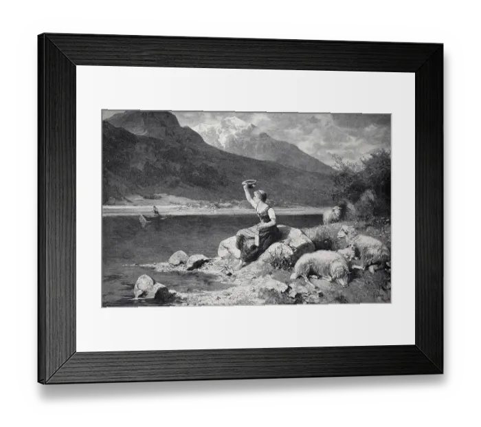 Framed Print : Young woman, shepherdess, in traditional traditional costume Framed Print : Young woman, shepherdess, in traditional traditional costume