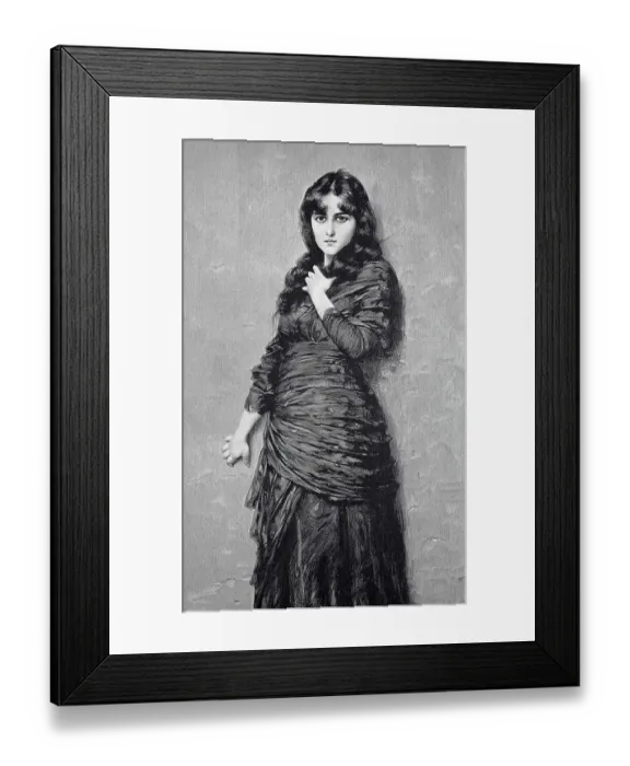Framed Print : Abandoned, lonely young woman in a black dress Framed Print : Abandoned, lonely young woman in a black dress