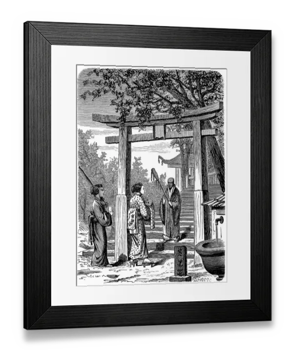 Framed Print : Japanese Tradition, Presentation of a Newborn in the Temple Framed Print : Japanese Tradition, Presentation of a Newborn in the Temple