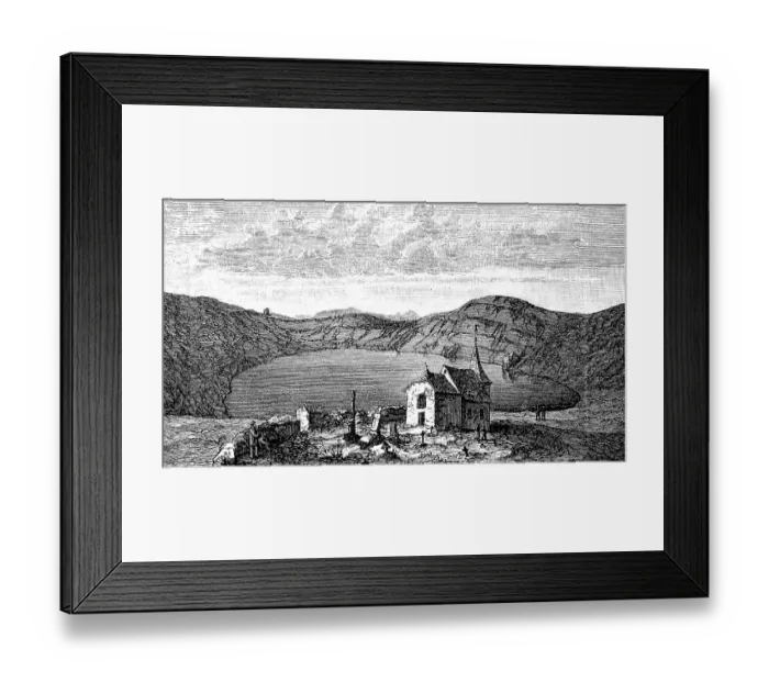 Framed Print : Vineyards and church at a maar in the Eifel Framed Print : Vineyards and church at a maar in the Eifel