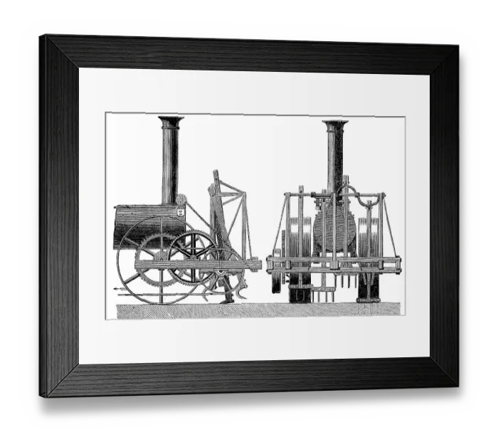 Framed Print : Steam-powered cultivator by Morris Framed Print : Steam-powered cultivator by Morris