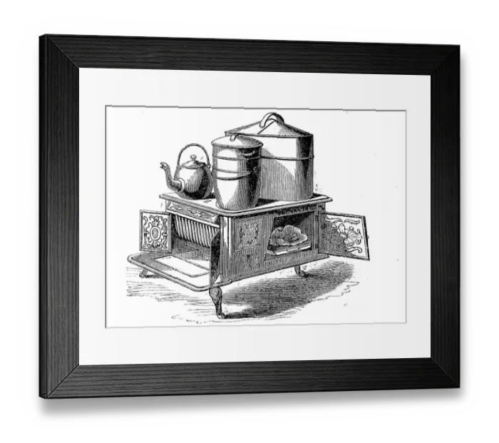 Framed Print : American Stove, Economical Coal Stove