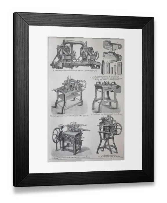 Framed Print : Various type foundry machines, Foundry machines