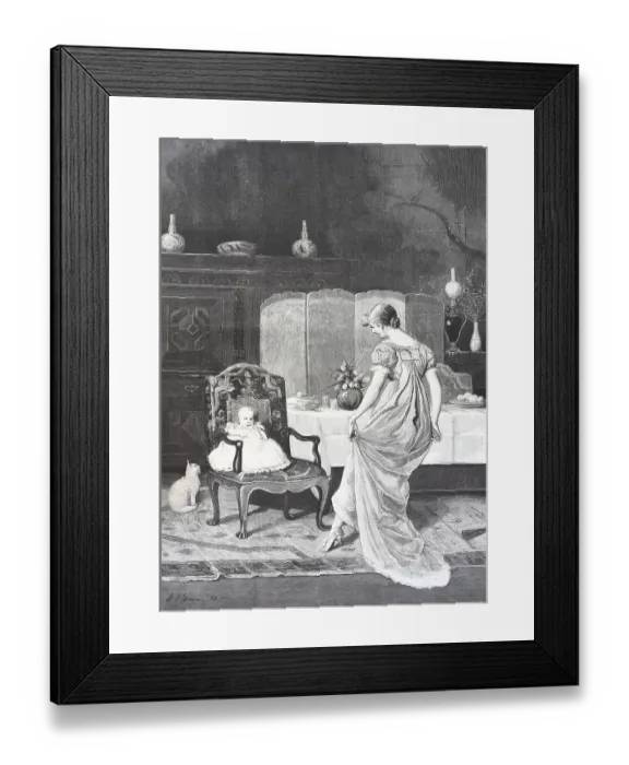 Framed Print : His Lordship Amusing, Mother Dancing in Front of Her Baby in the Living Room Framed Print : His Lordship Amusing, Mother Dancing in Front of Her Baby in the Living Room