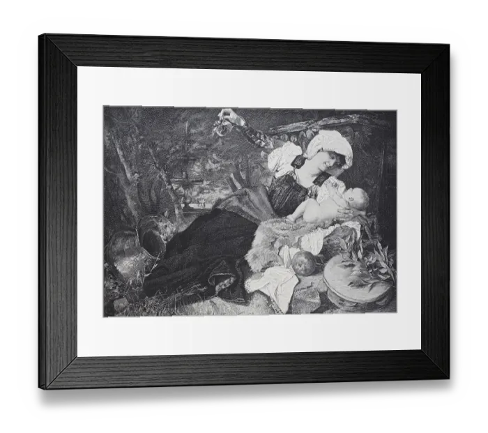 Framed Print : The mother with her baby lies in the garden on Sunday afternoon Framed Print : The mother with her baby lies in the garden on Sunday afternoon