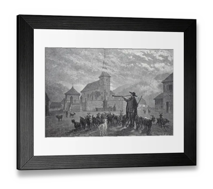 Framed Print : Goat herder in a village in Alsace