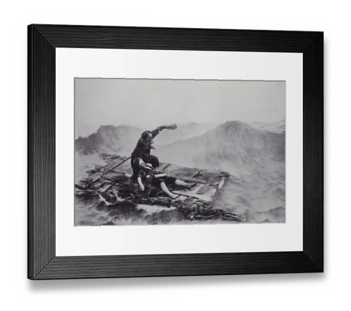 Framed Print : Castaways in the greatest distress on a makeshift raft Framed Print : Castaways in the greatest distress on a makeshift raft
