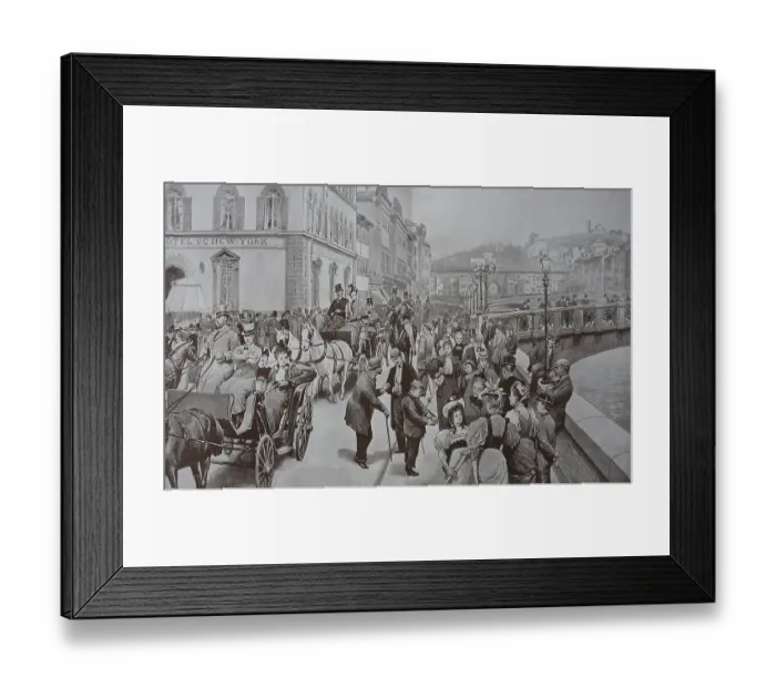 Framed Print : Sunday afternoon, 1878, Corso on the Lungarno Corsini in Florence